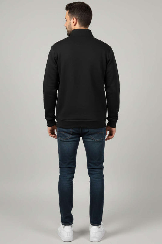Three-Thread Half-Zipper Men's Sweatshirt Black