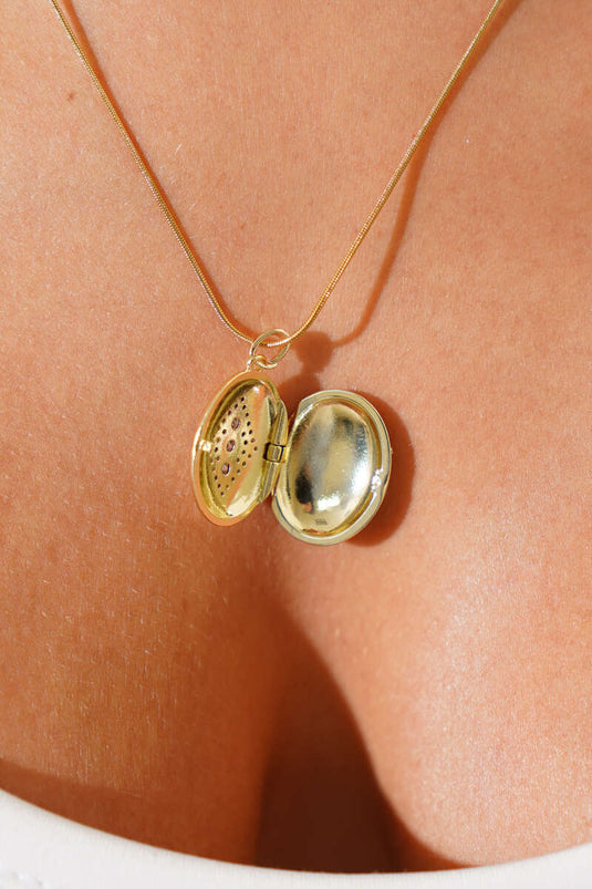 Three Stone Opening Necklace Gold