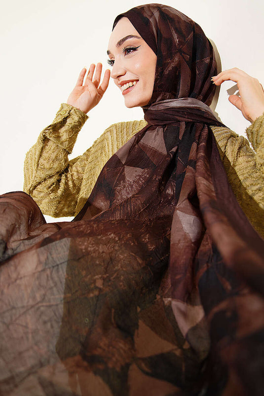 Triangle Pattern Bamboo Scarf In Warm Coffee