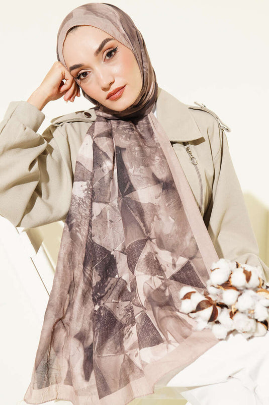 Beige Bambus-Schal Mit Dreiecksdesign