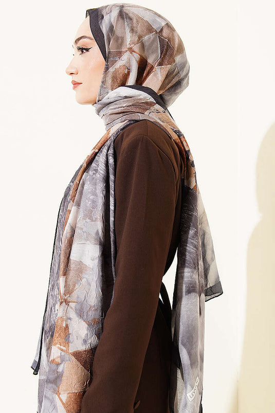 Triangle Pattern Bamboo Scarf Black Smoke
