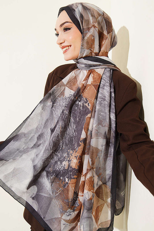 Triangle Pattern Bamboo Scarf Black Smoke