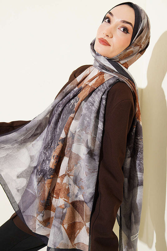 Triangle Pattern Bamboo Scarf Black Smoke