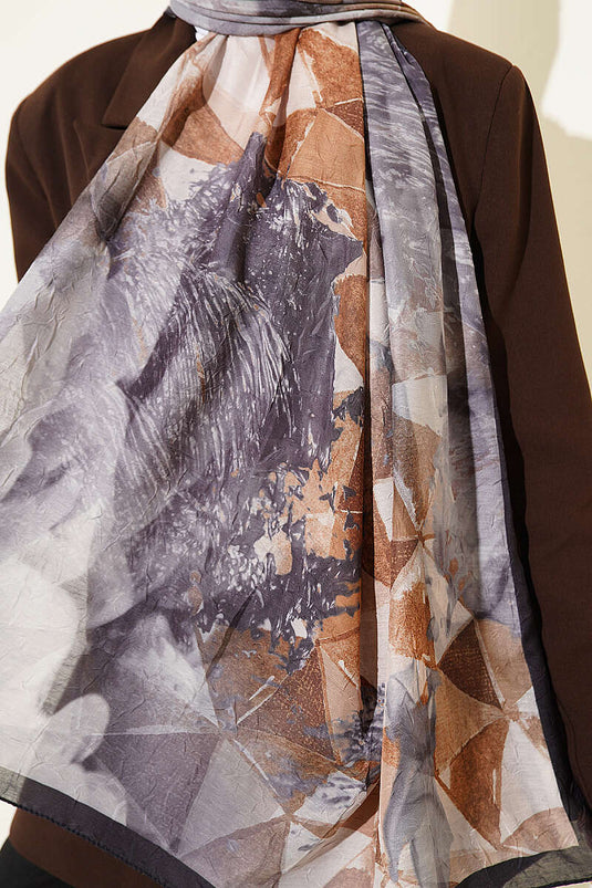 Triangle Pattern Bamboo Scarf Black Smoke