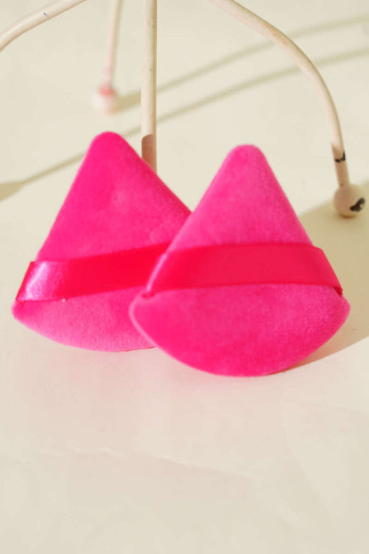 Triangle-Shaped Double Makeup Sponge Set Fuchsia