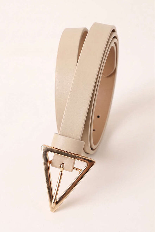 Cream Belt With Triangle Buckle