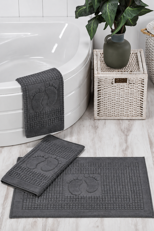 Set Di 3 Tappetini Da Bagno Grigio Fumo