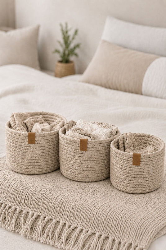 Set Di Ceste A Maglia Tripla Mink