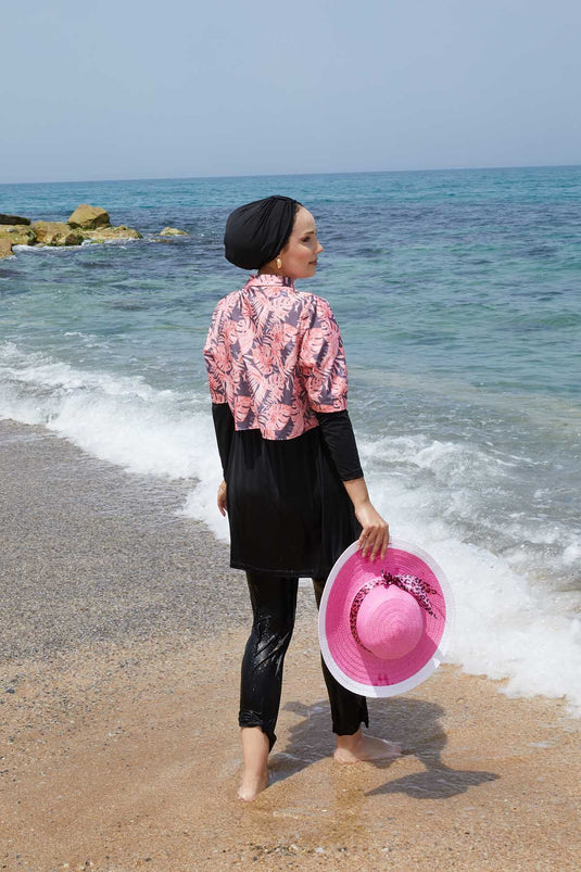 Allerli Patterned Modest Swimsuit Pomegranate Flower