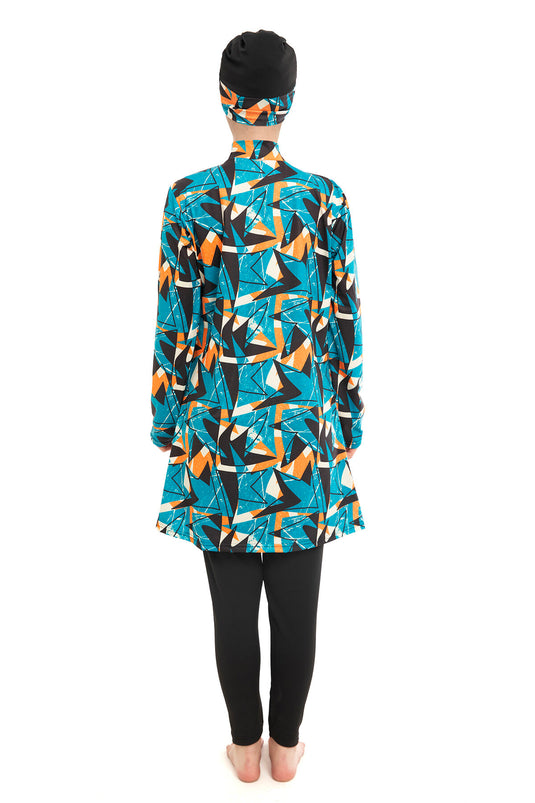 Patterned Hijab Swimsuit -133