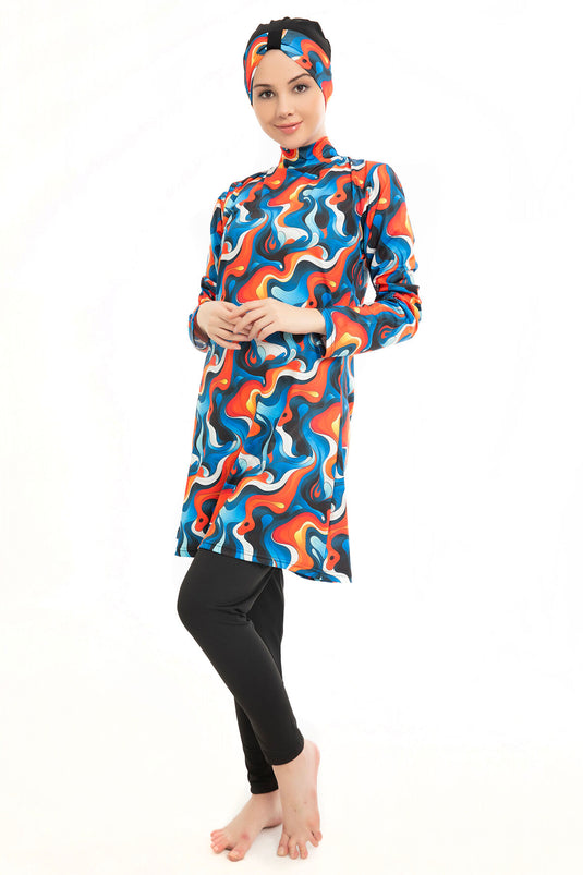 Maillot de bain hijab à motifs -134