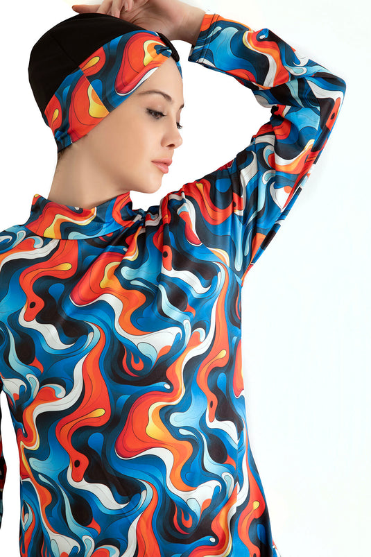 Maillot de bain hijab à motifs -134