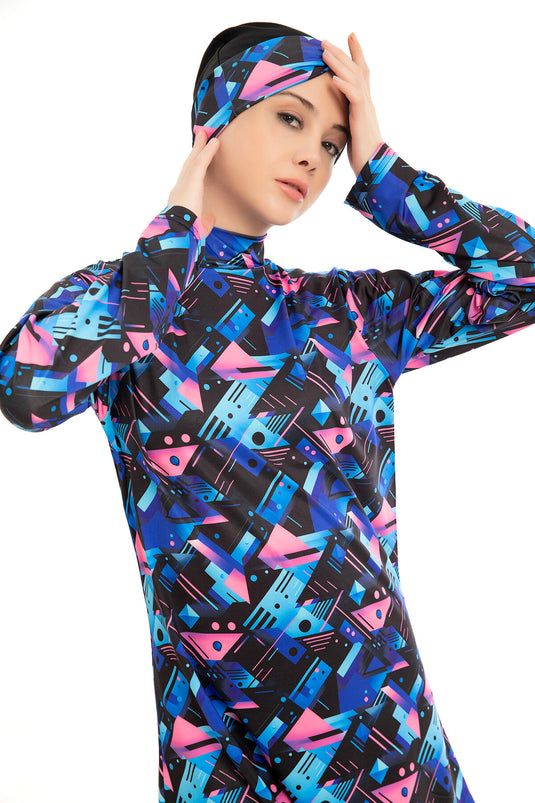 Maillot de bain hijab à motifs -135