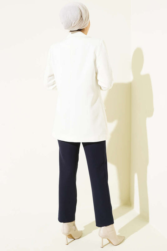 بنطال ضيق الساق مخطط مكوي باللون الأزرق الداكن