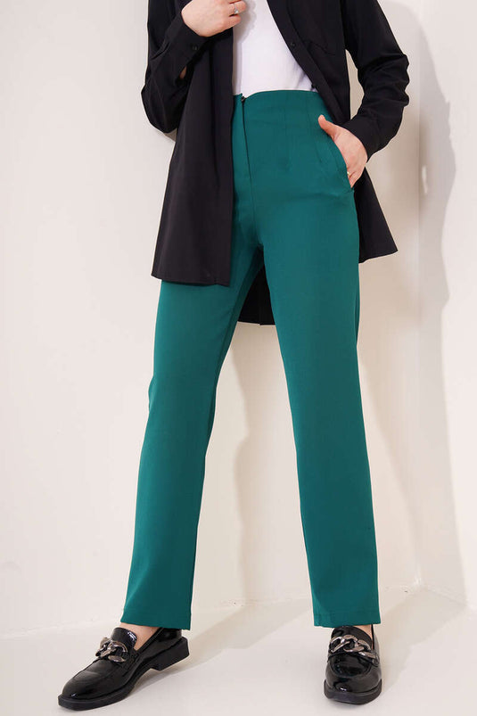 Pantaloni skinny a righe termoadesivi Smeraldo