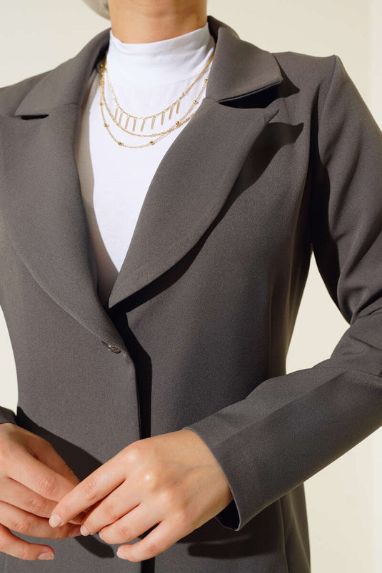 سترة طويلة بدلة مزدوجة مدخنة