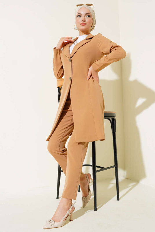 Long Jacket Two Piece Set Latte