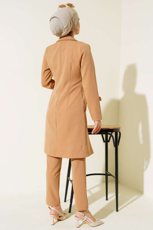 Long Jacket Two Piece Set Latte