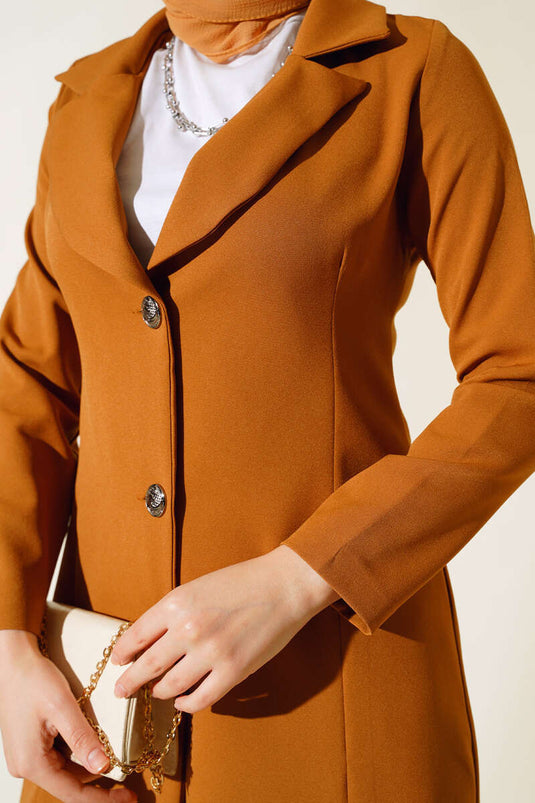 Long Jacket Two Piece Suit Tan