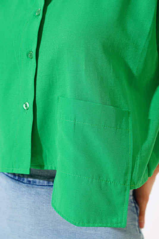 Long Pocket Short Shirt Green