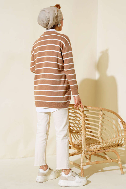 كارديجان تريكو مخطط بأزرار طويلة