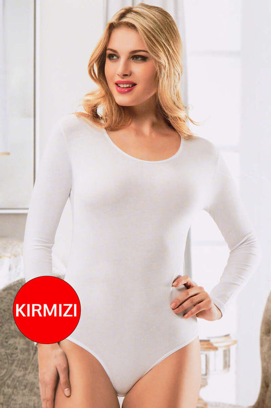 كم طويل مفتوح الرقبة المشبك الجسم الأحمر