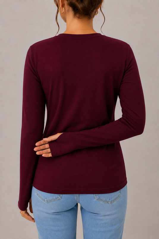 Uzun Kol Likralı Body Bordo