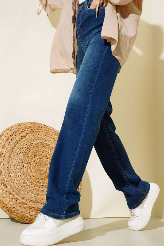 Lange Jeans Mittelblau