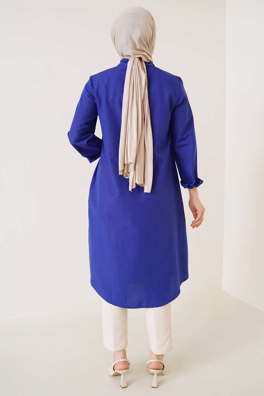Long Model Classic Collar Saxe Tunic