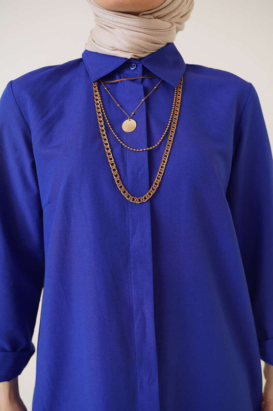 Long Model Classic Collar Saxe Tunic