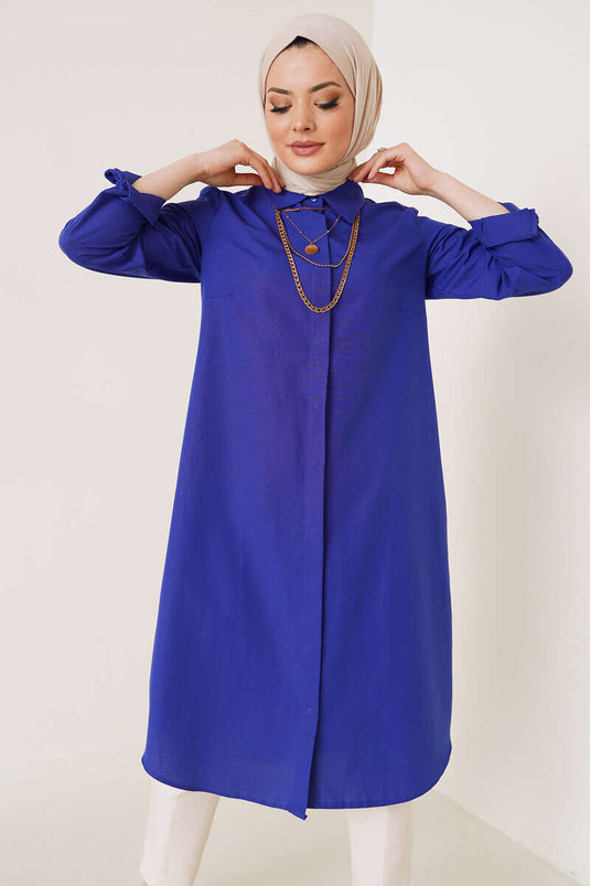 Long Model Classic Collar Saxe Tunic