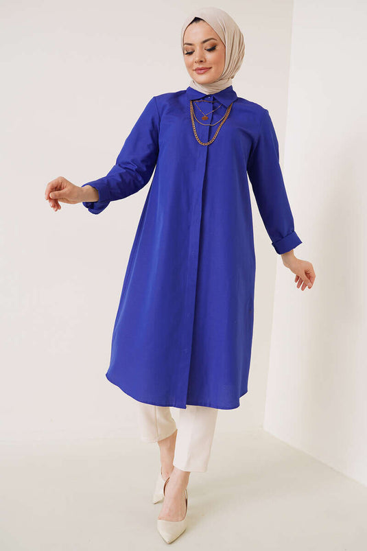 Long Model Classic Collar Saxe Tunic