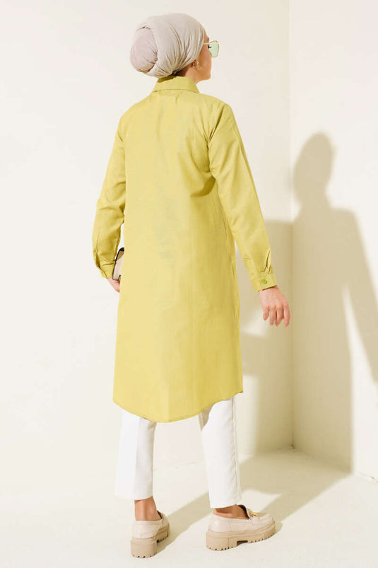 Tunique longue col classique vert pistache