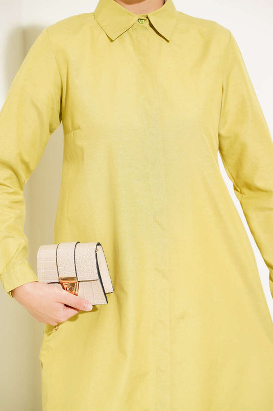 Tunique longue col classique vert pistache