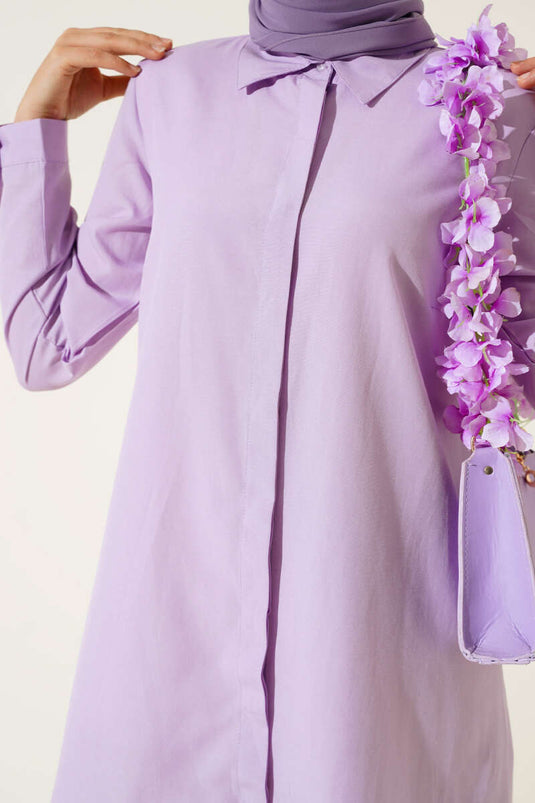 Tunique longue à col classique lilas