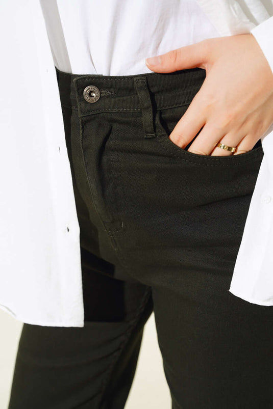 Jean Long Ample Kaki