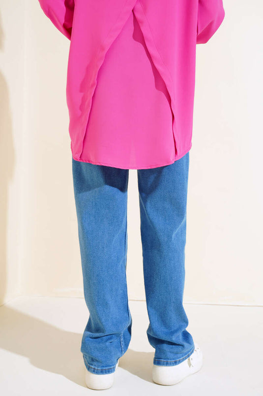 Lange, lockere Jeanshose Denimblau