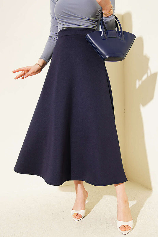 Gonna lunga in scuba blu scuro