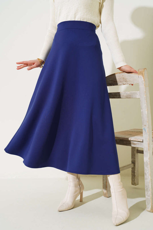 Long Scuba Skirt Navy Blue
