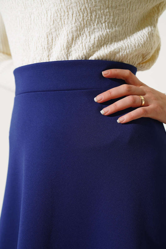 Long Scuba Skirt Navy Blue