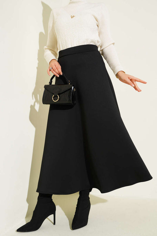 Long Scuba Skirt Black