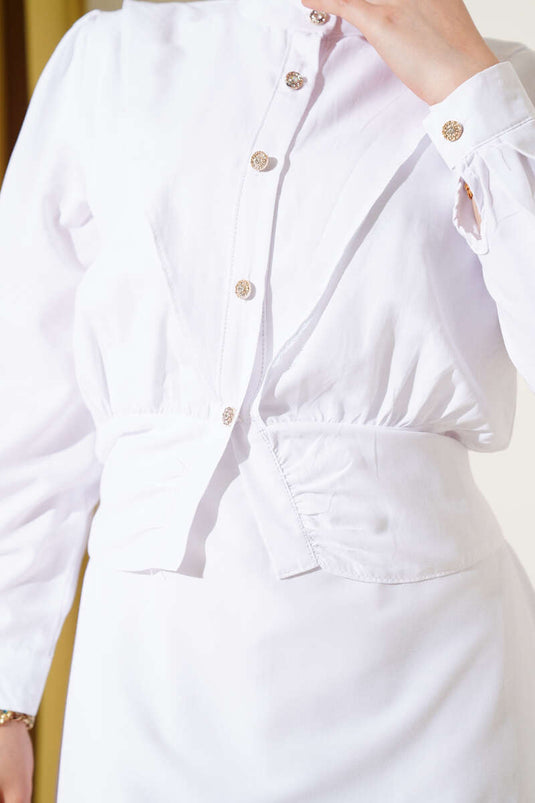 Traje de chaleco blanco con chaqueta de cuello en V