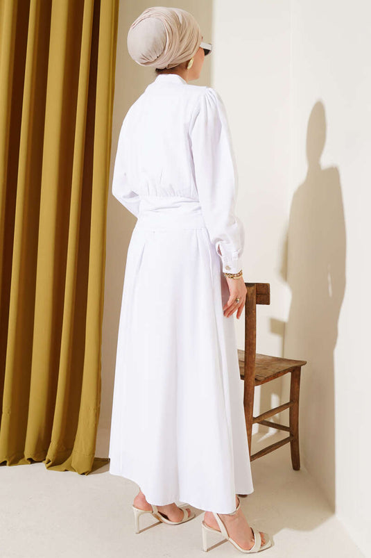 V Alerli Ceketli Jile Takım Beyaz