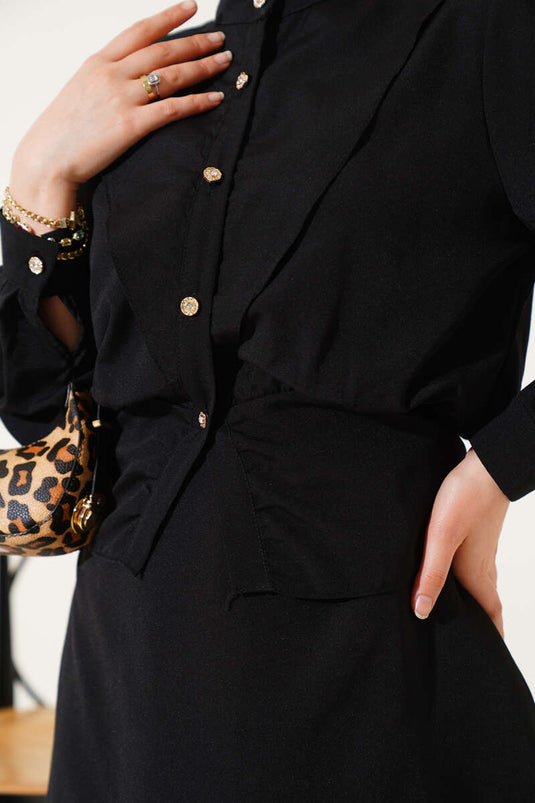 Ensemble veste à col V et gilet noir