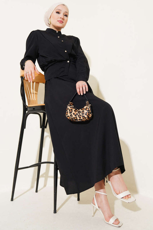 Ensemble veste à col V et gilet noir