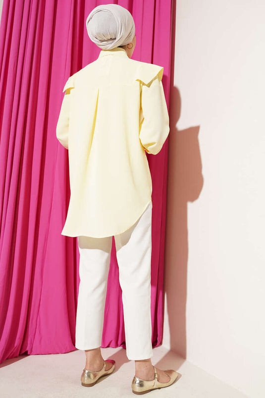 V Detaylı Gömlek Sarı