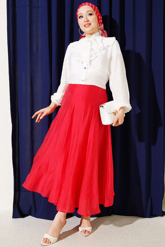 Camicia Corto Con Volant E Collo Con Fiocco Ecru