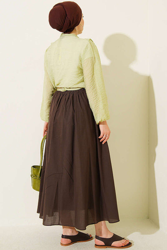 F Ruffled Collar Tie-Detail Short Shirt In Pistachio Green