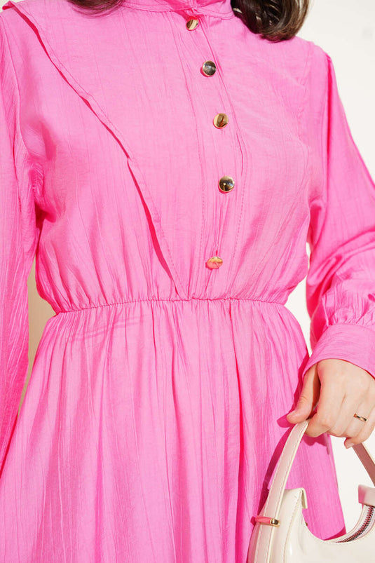 V-Piece Elastic Waist Dress Pink