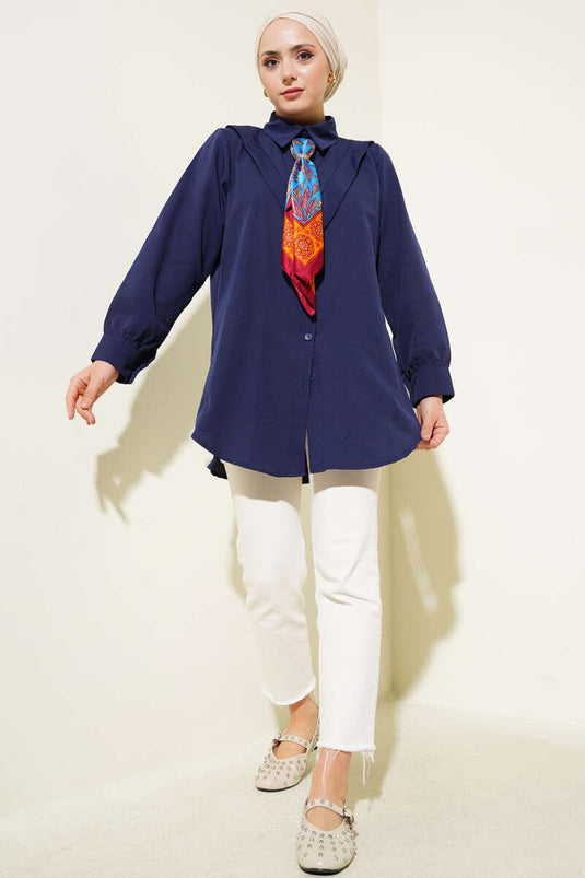 V-Piece Shirt Navy Blue